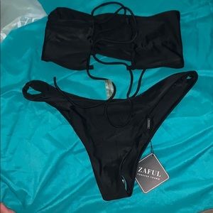 Zaful Black Bandeau Suit